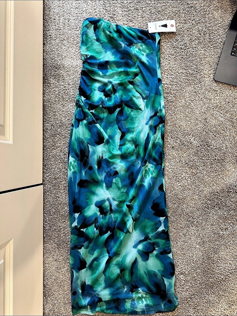 Zesica Women's Summer One Shoulder Floral Bodycon Midi Dress One Shoulder Floral
